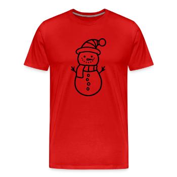 Bonhomme de neige - T-shirt bio Premium Homme - rouge - Devant - Damien (186cm)