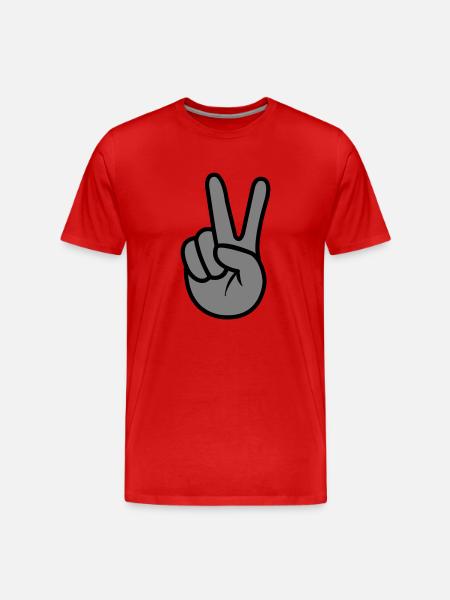 Peace Hand - Männer Premium Bio T-Shirt - Rot