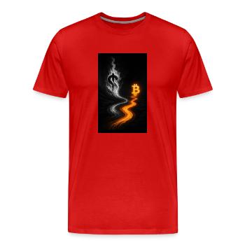 Bitcoin - Disruptive - Men's Premium Organic T-Shirt - red - Front - Damien (186cm)