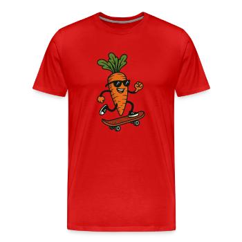 Kickflip Carrot : Le patineur coriace au feuillage - T-shirt bio Premium Homme - rouge - Devant - Damien (186cm)