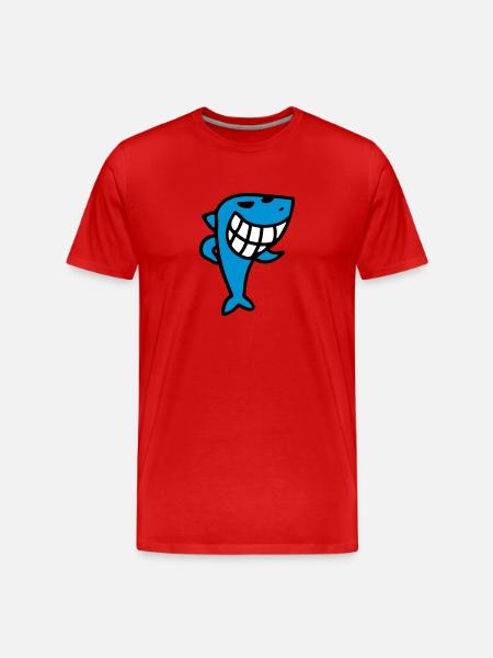 Grinning Shark - Men's Premium Organic T-Shirt - red