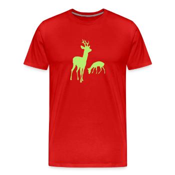 Deux cerfs - T-shirt bio Premium Homme - rouge - Devant - Damien (186cm)