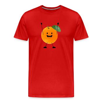 orange mit gesicht - Männer Premium Bio T-Shirt - Rot - Vorne - Damien (186cm)