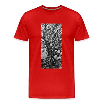 Der Weltenbaum - Männer Premium Bio T-Shirt - Rot - Vorne - Damien (186cm)