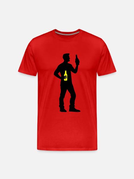 Beer Drinking Silhouette - Men's Premium Organic T-Shirt - red