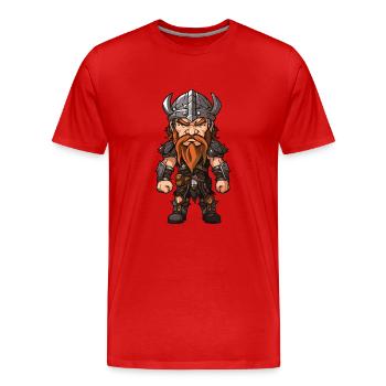 Guerrier viking Odin - T-shirt bio Premium Homme - rouge - Devant - Damien (186cm)