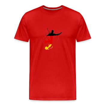 Fußball, WM, Fußballer, Deutschland, Germany, Fan, - Männer Premium Bio T-Shirt - Rot - Vorne - Damien (186cm)