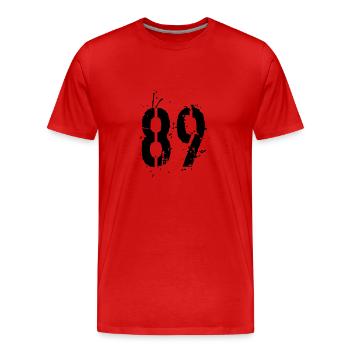 Nummer 89 - Männer Premium Bio T-Shirt - Rot - Vorne - Damien (186cm)