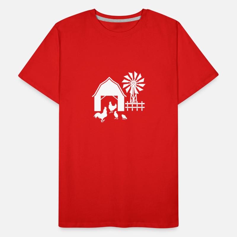 Scheune mit Huhn - Männer Premium Bio T-Shirt