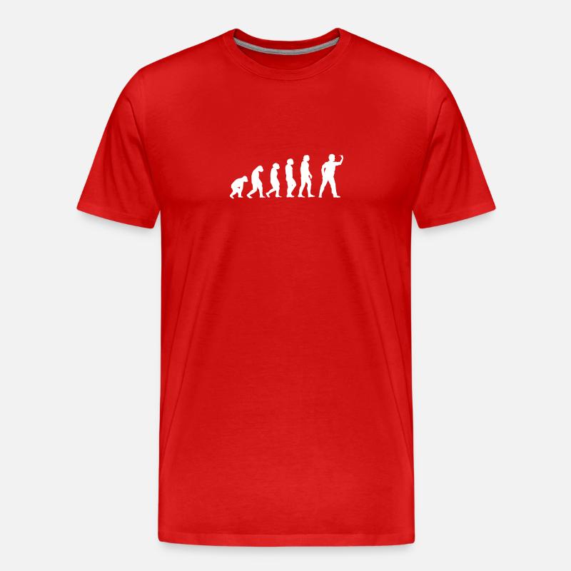 Evolution - Dartspieler - Emoji - Männer Premium Bio T-Shirt - Rot
