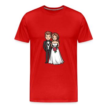 Jeunes mariés, Mariage, Mariée, Marié - T-shirt bio Premium Homme - rouge - Devant - Damien (186cm)