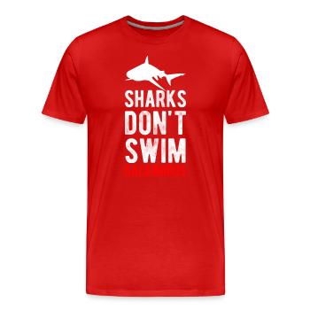 Requin Requin Poisson Eau - T-shirt bio Premium Homme - rouge - Devant - Damien (186cm)