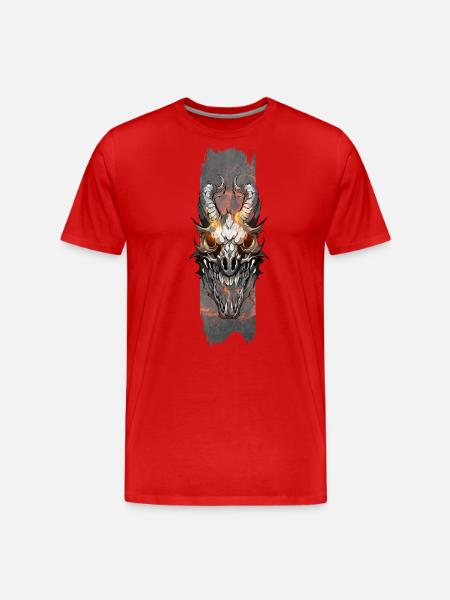 Inferno Remnants: Dragon Skull Aflame - Men's Premium Organic T-Shirt - red