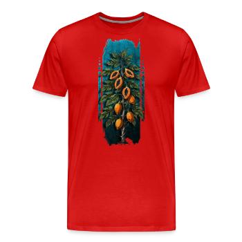 Tropische Prämie: Papayabaum - Männer Premium Bio T-Shirt - Rot - Vorne - Damien (186cm)