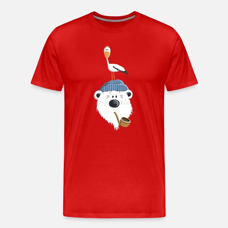 Bär mit Möwe - Männer Premium Bio T-Shirt - Rot