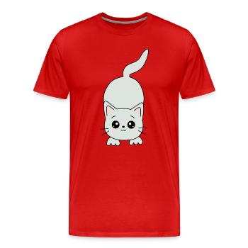 Chat Kawaii - T-shirt bio Premium Homme - rouge - Devant - Damien (186cm)