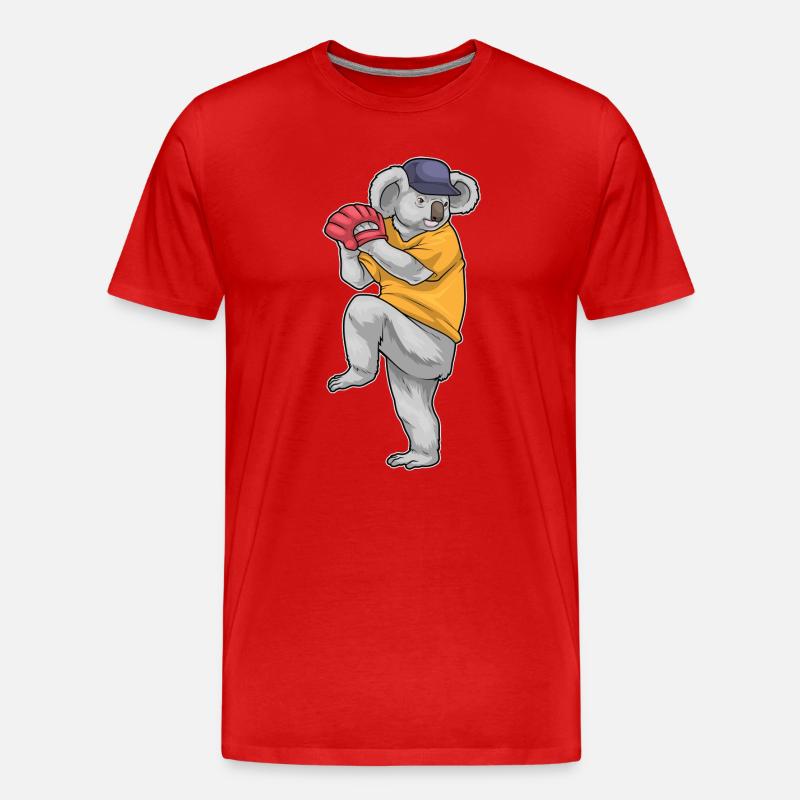 Koala Baseball Baseballhandschuh - Männer Premium Bio T-Shirt - Rot