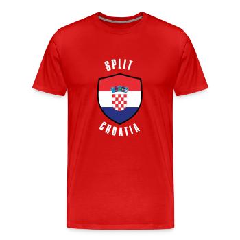 Geteilter Kroatien-Schild - Männer Premium Bio T-Shirt - Rot - Vorne - Damien (186cm)