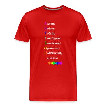 Autismus - Männer Premium Bio T-Shirt - Rot - Vorne - Damien (186cm)