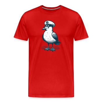 SEAGULL CAPITAINE CASQUETTE SEA WAVES ANCRE BLEU MARITIME - T-shirt bio Premium Homme - rouge - Devant - Damien (186cm)