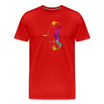 Bogenschießen Regenbogen Farben Polygon Sport - Männer Premium Bio T-Shirt - Rot - Vorne - Damien (186cm)