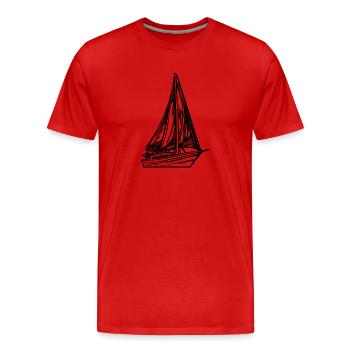 Sailboat with sail for captains and skippers - Men's Premium Organic T-Shirt - red - Front - Damien (186cm)