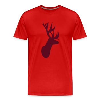 Hirsch - Geweih - Männer Premium Bio T-Shirt - Rot - Vorne - Damien (186cm)