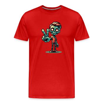Zombie Peace Sign - Men's Premium Organic T-Shirt - red - Front - Damien (186cm)