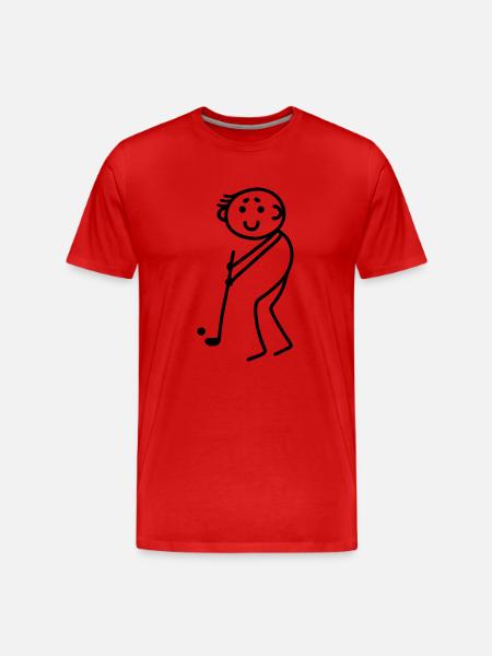 Strichmännchen - Golf / Minigolf - Männer Premium Bio T-Shirt - Rot
