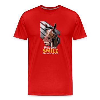 Life is short, smile while you still have teeth - Men's Premium Organic T-Shirt - red - Front - Damien (186cm)