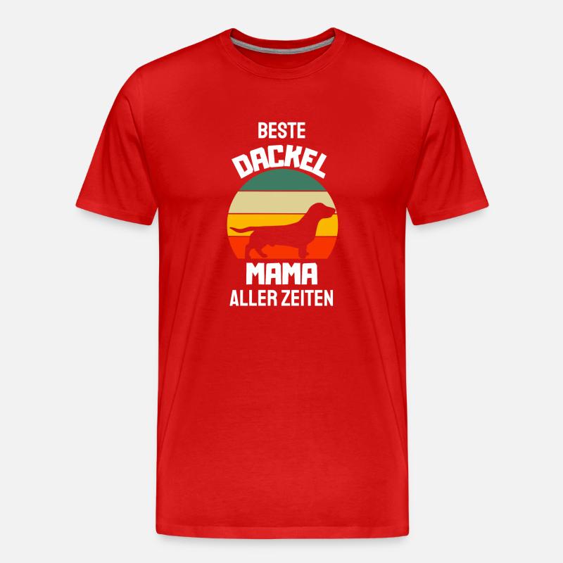 Retro Dackel Mama - Männer Premium Bio T-Shirt - Rot