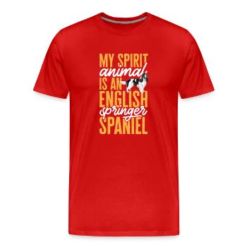 Chien d’épagneul Springer anglais - T-shirt bio Premium Homme - rouge - Devant - Damien (186cm)