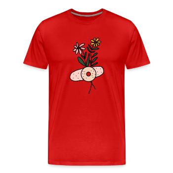 Daisy Bandaged flower plant illustration design. - Men's Premium Organic T-Shirt - red - Front - Damien (186cm)