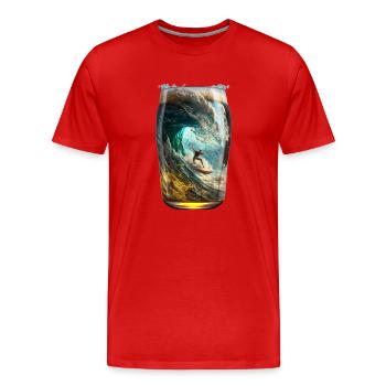 Surfen im Bierglas - Männer Premium Bio T-Shirt - Rot - Vorne - Damien (186cm)
