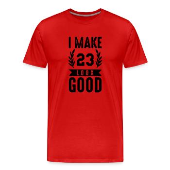 look good 23 - Männer Premium Bio T-Shirt - Rot - Vorne - Damien (186cm)