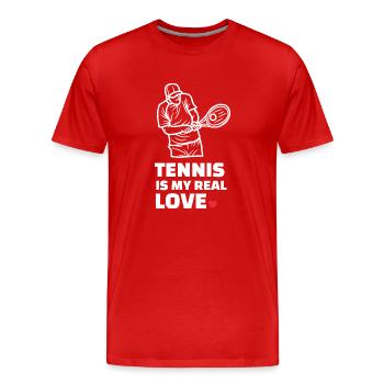 I love tennis - Men's Premium Organic T-Shirt - red - Front - Damien (186cm)