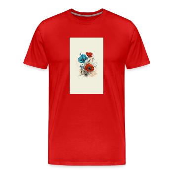 Mohnblumen - Männer Premium Bio T-Shirt - Rot - Vorne - Damien (186cm)