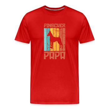 Hund Pinscher Papa - Männer Premium Bio T-Shirt - Rot - Vorne - Damien (186cm)
