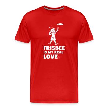 J’adore le frisbee - T-shirt bio Premium Homme - rouge - Devant - Damien (186cm)