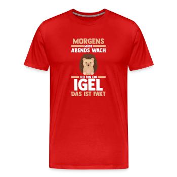 Tiermotiv Igel - Männer Premium Bio T-Shirt - Rot - Vorne - Damien (186cm)