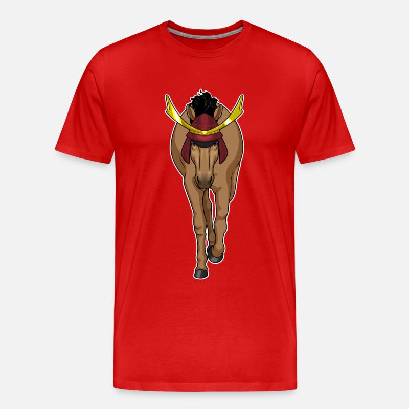 Pferd Samurai Kampfkunst - Männer Premium Bio T-Shirt - Rot