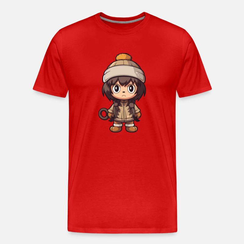 Monkey Winter Comic - Men's Premium Organic T-Shirt - red
