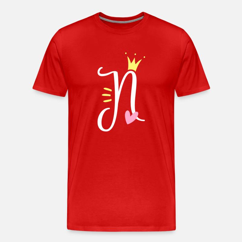 Buchstabe N Anfangsbuchstabe Krone - Männer Premium Bio T-Shirt - Rot