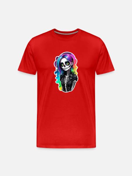 Halloween - Rock & Regenbogen - Männer Premium Bio T-Shirt - Rot