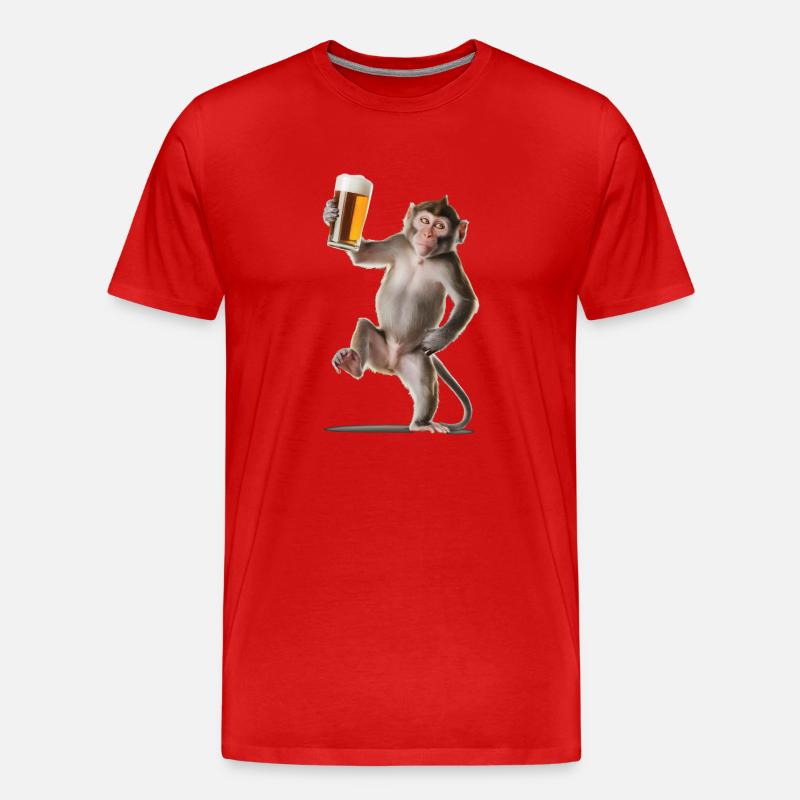 Affe Bier - Männer Premium Bio T-Shirt - Rot