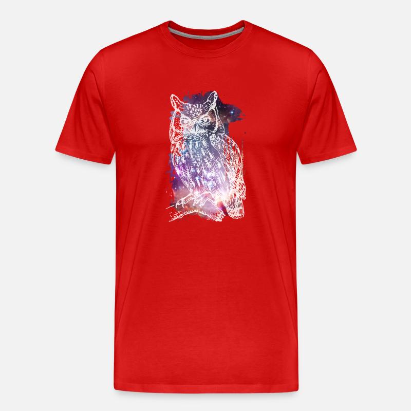 Die kosmische Eule - Männer Premium Bio T-Shirt - Rot