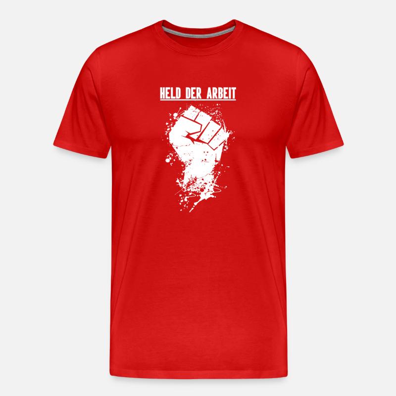 Held der Arbeit Faust Weiß - Männer Premium Bio T-Shirt - Rot