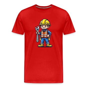 Construction worker - Men's Premium Organic T-Shirt - red - Front - Damien (186cm)