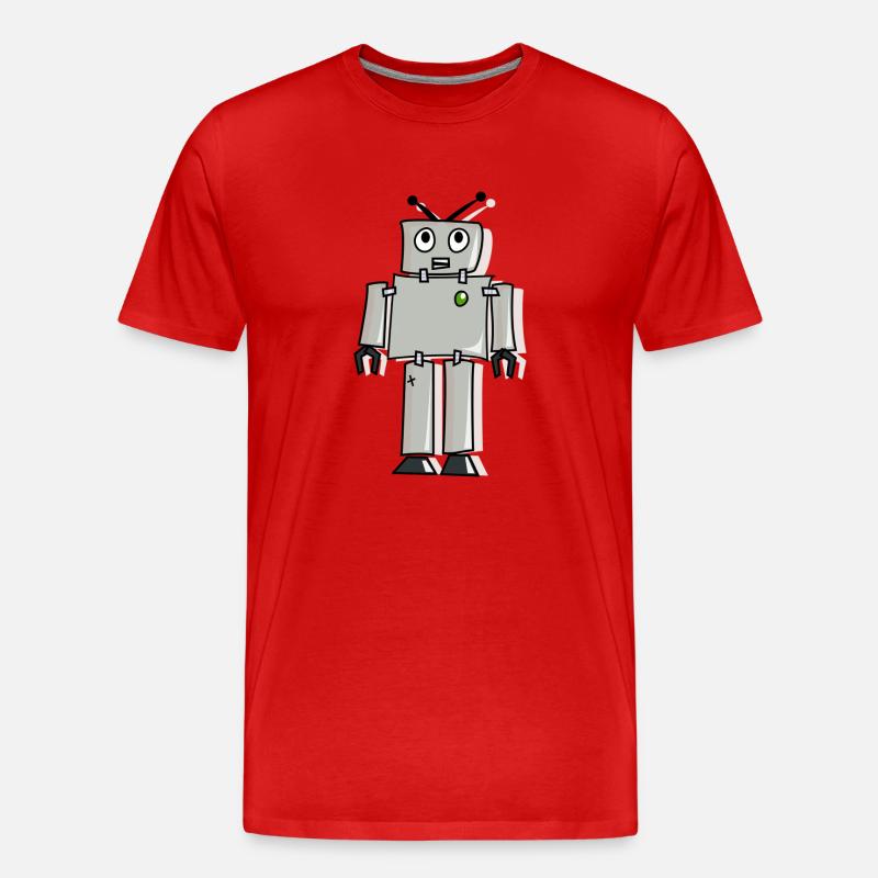 Roboter - Männer Premium Bio T-Shirt - Rot