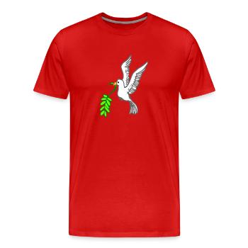 Colombe de la Paix dessinée - T-shirt bio Premium Homme - rouge - Devant - Damien (186cm)